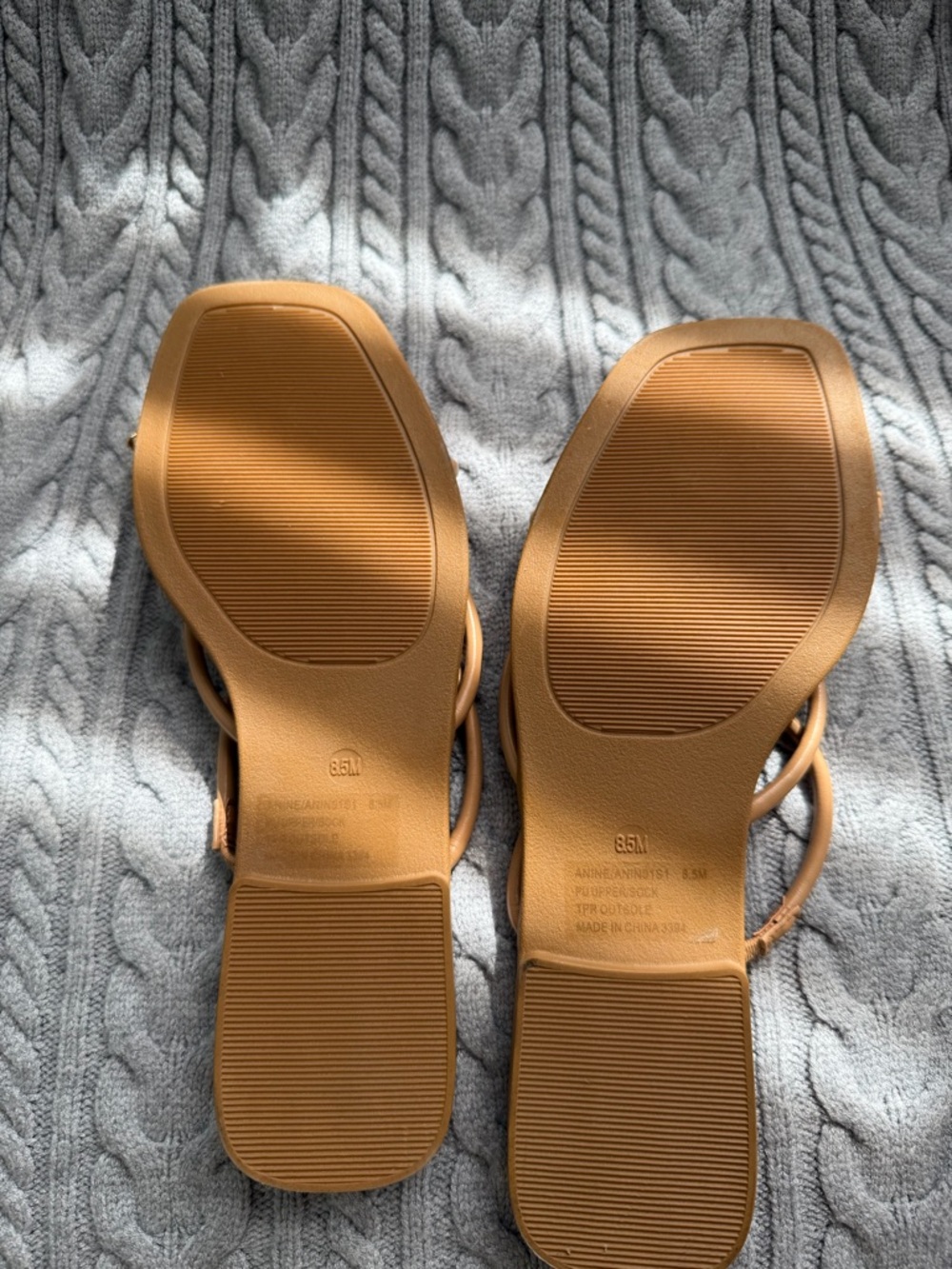 Steve Madden Tan Strappy Slide Sandals with Gold Accent Detail - Picture 2 of 6